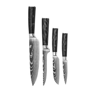 Juego de Cuchillos de Cocina Chef, Diseño Santoku para Rebanar, Cuchillo para Sushi y Carne, Patrón Láser Damasco, Juego de Cuchillos de Cocina de Metal - Product Image 2