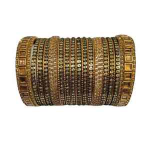 Ensemble de bracelets de mariage islamiques tendance de luxe pour femmes, finition polie haute brillance, style traditionnel Meenakari - Product Image 1