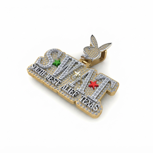 Pendentif personnalisé en argent 925 plaqué or avec moissanite et diamant, motif dessin animé, grand et fin, pour rappeur hip-hop, avec initiale ou nom, idéal pour cadeau. - Product Image 1
