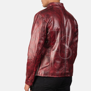 Design Your Own Winter Men's Leather <b>Jacket</b> with Front Logo High Quality <b>Waterproof</b> & Eco-Friendly <b>Long</b> Sleeve - Product Image 4