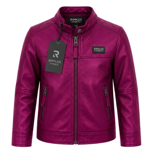 Kids leather <b>jacket</b> with premium materials cozy feel comfortable design and fashionable look for school and weekend outings - Product Image 4