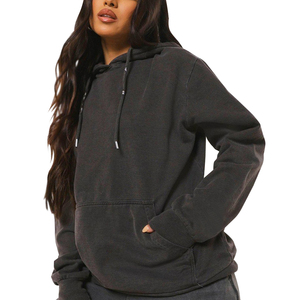 Unisex Oversized Hooded Sweatshirt Regular Sleeve Cotton French Terry <b>Tie</b>-Dye Casual Fit Autumn Wear <b>Black</b> Streetwear Acid Wash - Product Image 2
