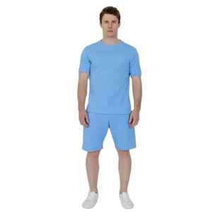 Ensemble 2 pièces unisexe personnalisé en coton satiné avec logo frontal, t-shirt à manches courtes et short tissé respirant, idéal pour l'été - Product Image 1