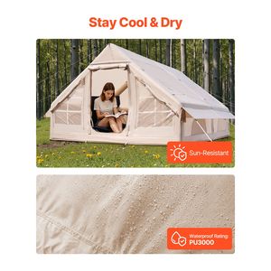 Tenda Gonfiabile per 8 Persone con Pompa Manuale, Facile da Montare, in Materiale Oxford 300D, Tenda Glamping con Foro per Stufa e Palo ad Aria per Campeggio - Product Image 4