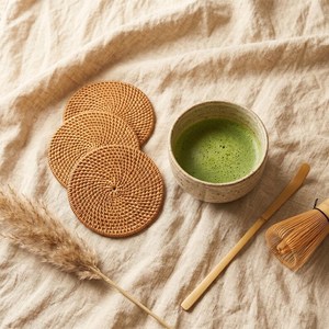 Handwoven Natural Rattan Classic Design Tea <b>Coaster</b> <b>Heat</b> Resistant Cup Mat Eco Friendly Customizable Size Table Protector - Product Image 6