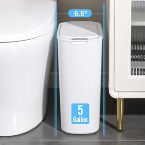 Cestino per Rifiuti Automatico da 5 Galloni con Coperchio Senza Contatto, Intelligente e Sottile in Plastica per Bagno, Ufficio, Camper o Camera da Letto, Bidone per Auto - Product Image 3