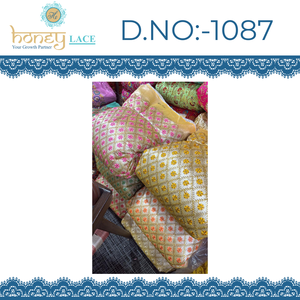 Tela Premium Fendy Georgette de Punto por Urdimbre de Poliéster/Nylon/Metalizado con Cuentas Florales para Prendas de Boda para Niños y Niñas, Peso Medio - Product Image 4