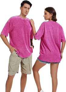 T-shirts vintage surdimensionnés pour hommes à manches courtes, en jersey uni, délavé à l'acide, 100 % coton, écologiques, col rond, 260 g, respirants - Product Image 3