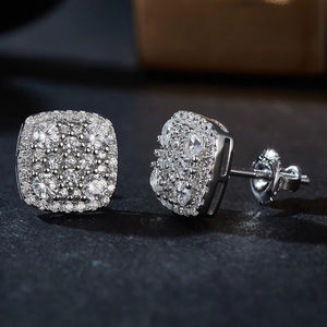 Boucles d'oreilles pendantes brillantes en argent sterling S925 plaqué or 18 carats avec diamants de laboratoire sur mesure pour femmes, accessoires de bijouterie en gros - Product Image 4