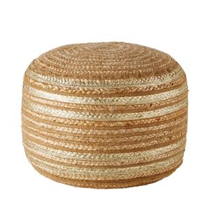 Otomana de Ratán Hecha a Mano con Tapa de Tela Gris, Moderna, para Sala de Estar, Muebles para el Hogar - Product Image 2