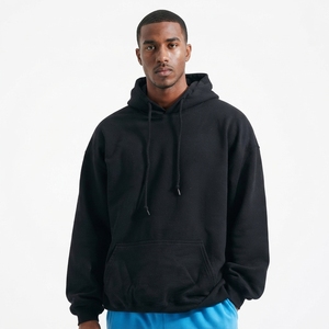 <b>Men</b> <b>Black</b> Hooded Sweatshirt Regular Fit <b>Fleece</b> Casual Pullover Front Pocket Solid Color Streetwear 100% Cotton Anti-Pilling - Product Image 1