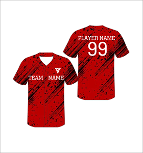 Camiseta de Béisbol Personalizada con Cuello en V, Manga Corta, Sublimada, de Poliéster que Absorbe la Humedad, Unisex para Adultos, con Impresión del Nombre del Equipo - Product Image 1