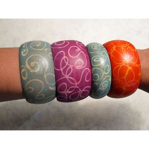 Elegantes Brazaletes de Madera con Cristales Hechos a Mano, Accesorios de Moda Étnicos para Ocasiones Festivas - Product Image 1