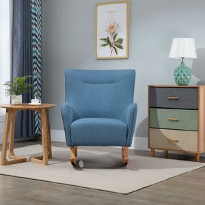 Poltrona Relax in Stile Moderno, Sedia a Dondolo in Legno Resistente con Accenti Blu, Design Moderno - Product Image 6