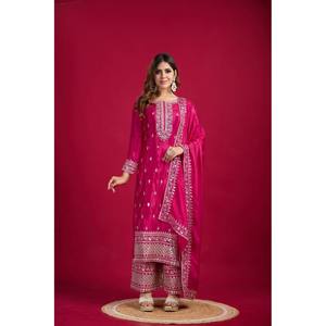 ชุดออกแบบด้านบนด้านล่างและ dupatta พร้อมงานเย็บปักถักร้อยลำดับขนาด XL - Product Image 3