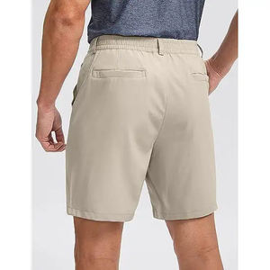 Shorts Bermuda Homme Gris Clair Taille Moyenne Boutons Devant Séchage Rapide Polyester Décontracté avec Poches - Product Image 4