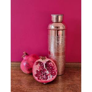 Floral Engraved Copper <b>Water</b> <b>Bottle</b> Mirror Finish Decorative Design Leakproof Handcrafted Reusable <b>Large</b> Capacity Portable - Product Image 5