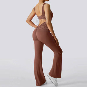 Factory Made Reasonable Price Design Your Own Women Gym <b>Jumpsuits</b> Summer Knitted Solid Color Breathable Quick Dry High Quality - Product Image 4