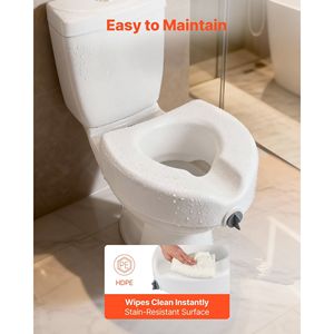 Sedile WC rialzato con capacità di 350 libbre e altezza di sollevamento di 5 pollici, rialzo per WC con apertura allargata per anziani - Product Image 6