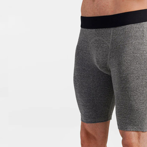 Shorts de compression mi-taille pour hommes, respirants, en coton et élasthanne tricoté, style décontracté, taille élastique, couleur unie - Product Image 2