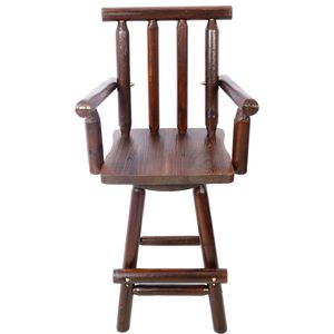 Taburete de Bar Rústico de Madera de Abeto con Reposabrazos Anchos y Reposapiés, Silla Alta de Bistró para Comedor, Cocina o Bar - Product Image 5