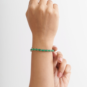 Pulsera de tenis hecha a mano de plata de ley 925 maciza con esmeralda natural de corte octogonal, piedra de nacimiento de mayo, para mujer - Product Image 2