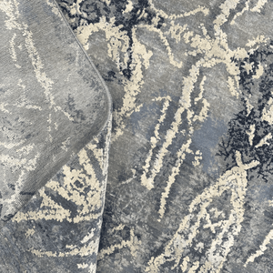 Alfombra de Área de Seda y Lana Anudada a Mano, Alfombra Azul Abstracta de Lujo para Decoración Moderna de Sala de Estar - Product Image 5