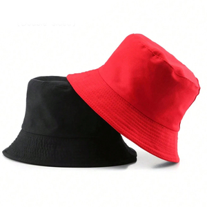 Sombrero de Pescador Unisex de Poliéster/Algodón, Color Sólido, Casual, Deportivo, para Exteriores, Verano, Adulto, Talla 56-58CM, Rojo, Negro - Product Image 1