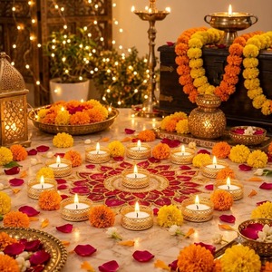 Décoration Traditionnelle Indienne en Gros pour Noël, Anniversaire, Diwali – Bougeoir en Métal Doré Filigrané Fait Main Écologique - Product Image 1