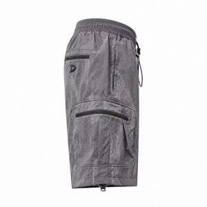 <b>Silver</b> Grey Parachute Cargo <b>Shorts</b> Men (Homme) Y2K Baggy Crinkle Nylon Streetwear Multi-Pocket Drawstring Low MOQ Wholesale - Product Image 4