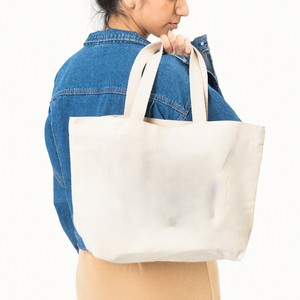 <b>Canvas</b> Tote <b>Bag</b> <b>Large</b> Size Hand Length Handle Everyday Shopping <b>Bag</b> Minimalist Style Beige Color Daily Use - Product Image 1