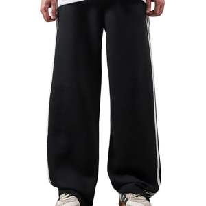 Pantalones Jogger Negros Oversize para Hombre al por Mayor, Estilo Streetwear Lavado, con Cintura Elástica y Cordón, Ajuste Holgado - Product Image 1