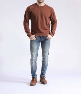 Sweat-shirts pour hommes en coton 100% de haute qualité OEM, coupe ample, impression puff, couleur marron unie, style streetwear. - Product Image 3