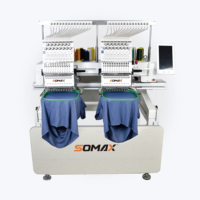 Máquina de Bordar Industrial de Doble Cabezal SOMAX SM-EM1202 de Alta Velocidad para Personalización de Camisetas, Gorras y Prendas