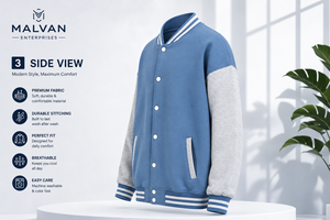 Blouson universitaire décontracté pour homme, coupe-vent et respirant, 100 % coton, avec patchwork et teinture unie, idéal pour le printemps – Vente en gros - Product Image 4