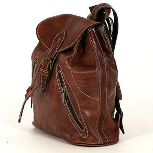 Sac à dos léger en cuir véritable marron pour homme Biyadina Premium, style classique, fermeture éclair, design tendance, intemporel - Product Image 3