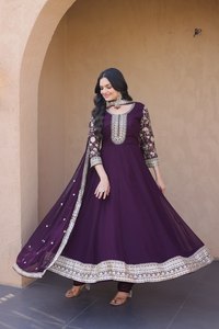 Women's Embroidered Anarkali Set with Dupatta Georgette and Silk Indian Ethnic Wear Pakistani Dress Salwar Suit - Product Image 3