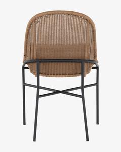 Chaise de jardin en rotin tressé d'extérieur avec pieds en métal, siège rembourré, chaise de salle à manger moderne pour hôtel et villa - Product Image 4