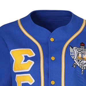 Maillot de baseball SGRHO bleu roi à boutons, manches courtes, fermeture à pression, écusson brodé, lettres grecques, uniforme sportif d'équipe - Product Image 3