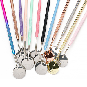 Miroir de poche multifonctionnel en acier inoxydable tendance, petit miroir de contrôle pour les cils et les extensions de cils - Product Image 1