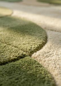 Luxury Minimalist Hand Tufted Wool Anti-Slip Regular Area Rug Olive Sage Green Cream <b>Abstract</b> Flower Shape Living Room - Product Image 6