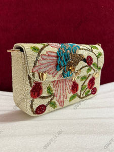 Bolso de hombro con cuentas de marfil, fabricante de bolsos con motivo de colibrí, venta al por mayor, OEM, marca privada, exportación, proveedor a granel - Product Image 2