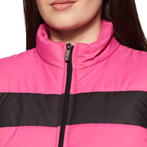 <b>Women's</b> Pink Color Blocked <b>Puffer</b> Vest With Zipper Stand Collar Windproof Quilted Outerwear Casual Winter Layering <b>Gilet</b> - Product Image 6