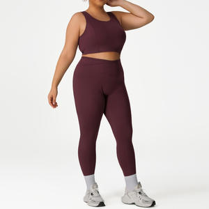 Customized Plus Size <b>Women's</b> 2-Piece Racerback Gym Wear Sets High Waist <b>Compression</b> Breathable Eco-Friendly Yoga Training Print - Product Image 5