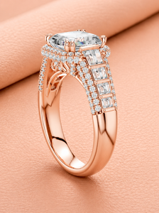 Bague de luxe en diamant taille Asscher pour femme, or massif 14 carats plaqué rhodium, halo, alliance de fiançailles et de mariage, certifiée IGI VVS1-VVS2 - Product Image 3