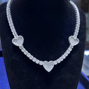 Heart Cuban Link <b>Chain</b> Necklace 925 Silver Moissanite Diamond Hip Hop Bling Jewelry <b>Rapper</b> Style Party Wear Gift - Product Image 5