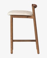 Tabouret de bar moderne réglable Patricia en teck massif avec finition naturelle pour bar à domicile et usage hôtelier