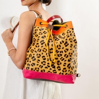 Bolso de Moda para Mujer, Estilo Universitario, con Estampado de Leopardo, de Cuero Genuino, con Logotipo Personalizado, para Viajes y Ocio