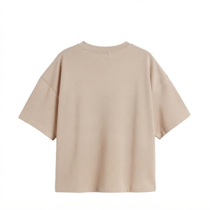 . Haut court uni à manches courtes et col rond pour femme – Vêtement décontracté basique – Fournisseur en gros - Product Image 2
