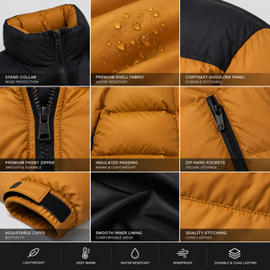 Custom Men's Puffer Jacket <b>Waterproof</b> Windproof <b>Padded</b> Winter <b>Coat</b> Stand Collar Insulated Bubble Jacket OEM - Product Image 4